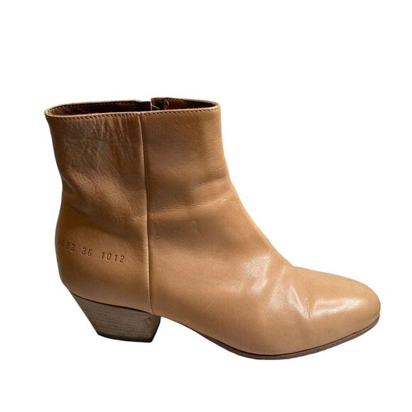 COMMON PROJECTS Women's Tan Chunky Stacked Heel Western Ankle Boots Size 36/6 - Picture 1 of 5